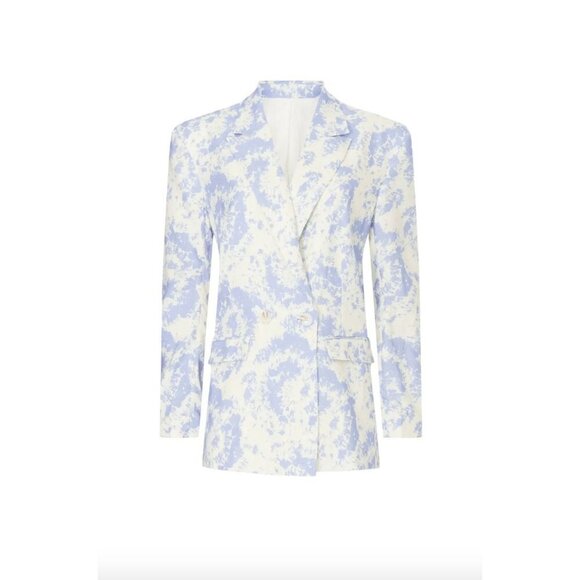 Thakoon Collective Tie Dye Pastel Blazer Jacket Blue White Womens 4 - Picture 12 of 13